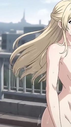 A naked woman walking on a flyover   Clip 2