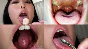 Shu - Showing inside cute girl&amp; #039; s mouth, chewing gummy candys, licking and sucking human doll, and chewing dried sardines - MOV 1080p