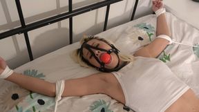 Lilly's Helpless Spread-Eagle Struggle: Bound, Harness Ballgagged, and Left in Unyielding Vulnerability! (4K)