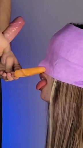 ICE CREAM GAME COMPILATION. Stepsis getting a Huge CUMSHOT on her Face during the Taste Game   Clip 1