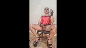 Smoking with Red Lipstick and Nail