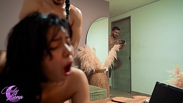 My stepbro caught me fucking in the house and I had to fuck for his silence