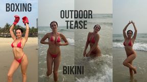 Boxing in Bikini on the Beach, Outdoor Teasing