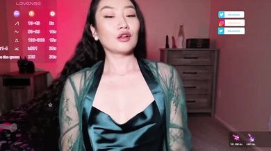 Petite Asian Goddess in Satin Lace Teases Small Tits Solo