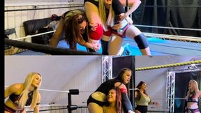 Blonde and brunette struggle to lift giantess