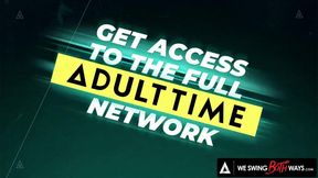 Audrey Madison and her two friends take turns getting double stuffed in the kitchen