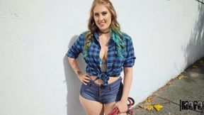 Electra Rayne was looking for her dog in his backyard, but found only his big cock POV