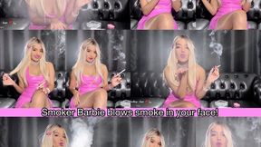 Smoker Barbie blows smoke in your face!