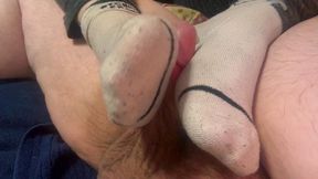 Belle's Footjob in her Friend's Dirty Worn and Smelly Socks!