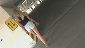 Lolly barefoot in car park - pt2
