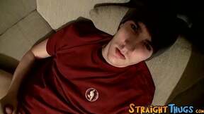 Straight guy strokes his dick vigorously & cums on himself