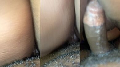 Ebony cowgirl rides him till thick cum floods her dripping pussy