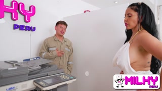 Employees fuck with milf secretary with huge tits
