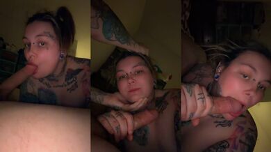 She slobbers on his monster cock deepthroating till she gags