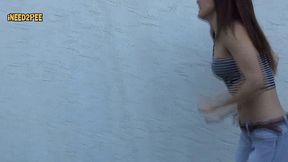 amatuer akira needs to pee & makes it