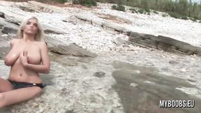 Big Boobed star Ines Cudna nude on the beach