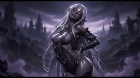 Black Gothic Dark Elf - Pale Hair Beauty Squeezing &amp; Posing Explicitly