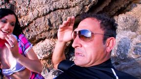 rescue blowjob and a wet ass fuck on the beach