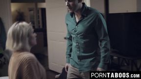 Stepmom Kit Mercer helps her son with his throbbing erection