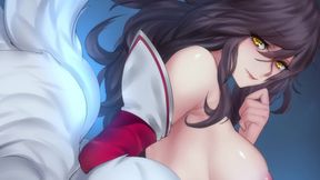 Blonde bombshell Ahri gets pounded senseless in League of Legends-inspired hentai romp, massive cumshot concludes challenge.