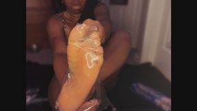 Dark Goddess Misteri's Thick, Wide, Ebony Soles in Cellophane Plastic Wrap ASMR Foot Fetish