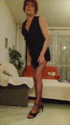 Teasing nylon sissy milf tranny