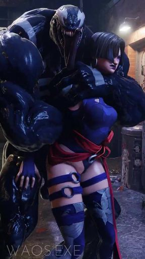 Huge Biceps Venom Choke Holding Psy & Pussy Fucking Her From Behind