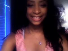 Beautiful black teen playing with me on webcam