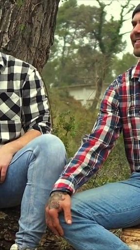 Two Friends Jerkoff in the Forest