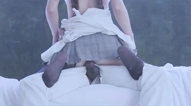 Certified Virgin Latina Babysitter college student rides sugardaddy legs leggings skirt camera face cumshot