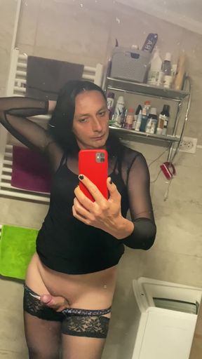 Mature Crossdresser in Bathroom