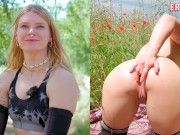 Ersties - Nach dem Mountainbike-Training genießt Katja E die Natur mit Analplug und Dildo