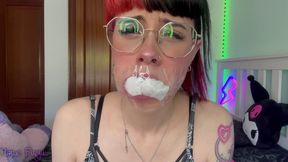 How much sock stuffing can I fit in my mouth?