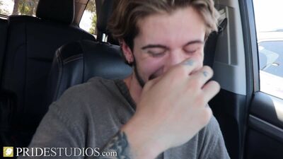 Michael Roman sucks stranger's hard cock through a glory hole