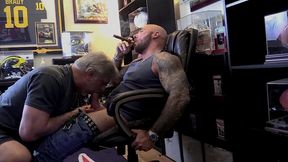 jason collins blowjob while smoking a cigar in my trophy room!