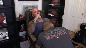 jason collins blowjob while smoking a cigar in my trophy room!