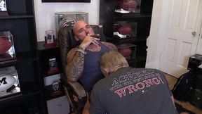 jason collins blowjob while smoking a cigar in my trophy room!