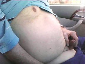 Old pervert with super small dick wanks in front of me in the car