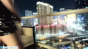 Romance And Sex Outside On A Balcony Overlooking The Las Vegas Strip