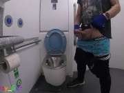 Pissing and jerking off on the toilet on a moving train