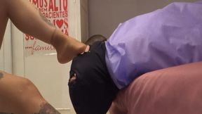 FOOT FUCKING MOUTH WITH SILK SOCKS AND BAREFEET CLEOPATRA AND MALE SLAVE