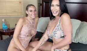 Beautiful trans babe fucking her busty girlfriend