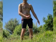 Cooling and jerking off in a triathlon suit