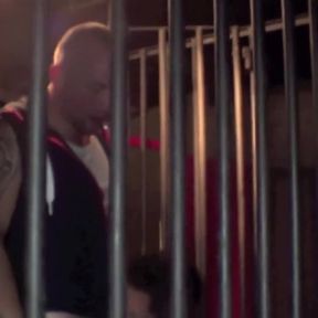 Fucked by babdoy in sling in backroom