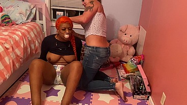 Misty makes Shanice pee her pants and diapers her