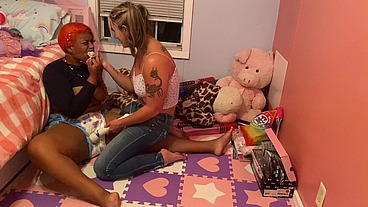 Misty makes Shanice pee her pants and diapers her