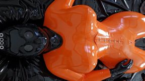 RUBBERS FINEST TWINSET &amp; ORANGE RUBBER NECK ENTRY CATSUIT