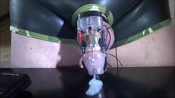 Estim e-stim cum sperm cock milking in chastity device