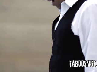 Stepmom caught her redhead stepdaughter riding her stepdad's large penis