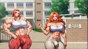 Futanari Muscle Growth World [ Femboy Hentai Game ] Ep.4 small dick feminine guy swallow spit before going to gloryhole bathroom !